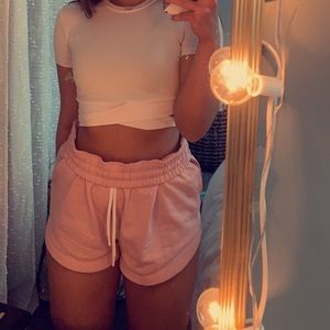 Comfortable throw on shorts for before or during a workout. Cute for summer